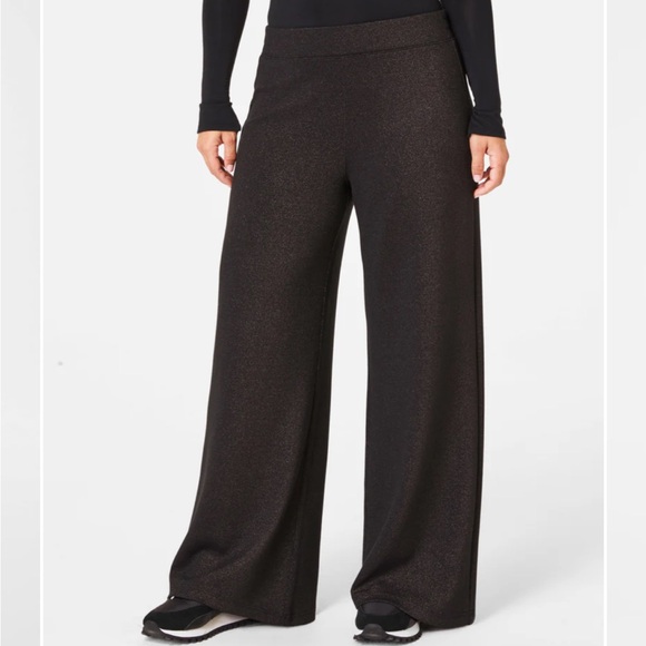 SPANX AIR ESSENTIALS-WIDE LEG PANTS-LTD EDITION COLOR/BLACK SILVER—NEW IN PKG - Picture 1 of 5